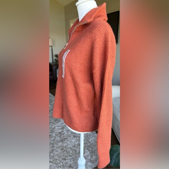 Old Navy SMALL Cozy Orange Half Zip Knit Sweater Pullover High Neck - Picture 2 of 8